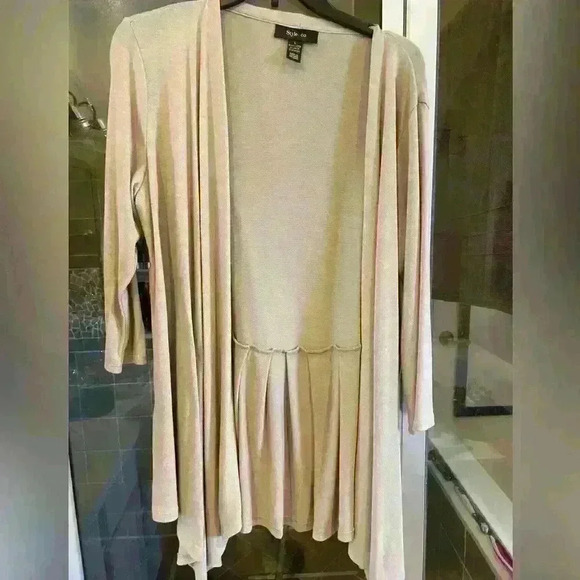 Style & Co. Latte colored open cardigan. Size Large. Worn once. - Picture 1 of 4
